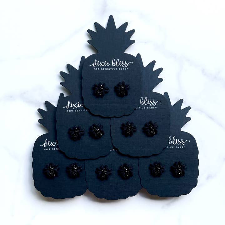Dixie Bliss - Wholesale Stud/Post Earrings - Enchanted Spiders in Black Diamond1