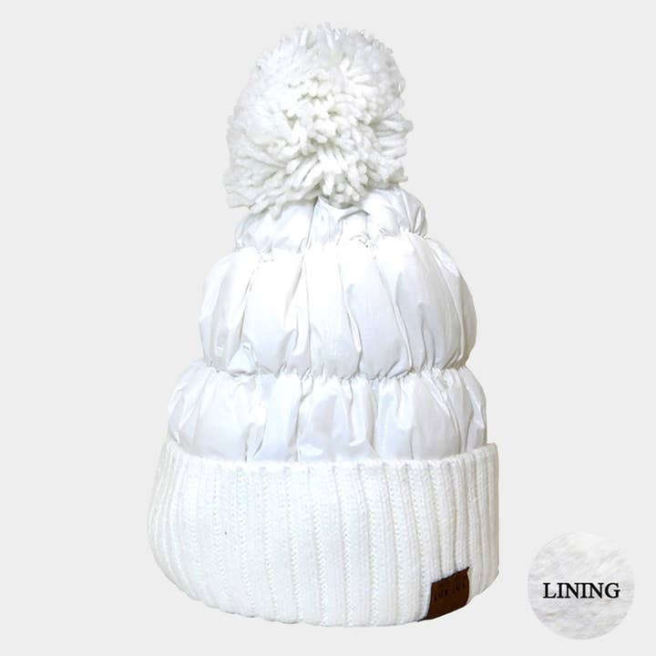 Sensibling Corp. - Wholesale Beanie - Women's - Fleece Lining Puffer Knit Pom Pom Beanie Hat7
