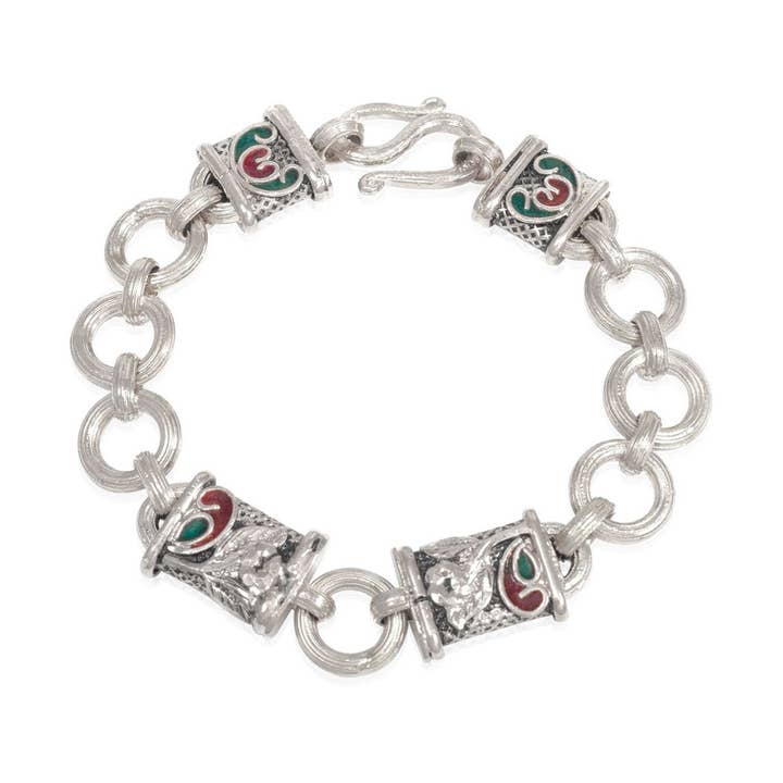 Bracciale a catena con lucchetto Forget-Me-Not in rodio per la vendita all'ingrosso da parte di MONVATOO London