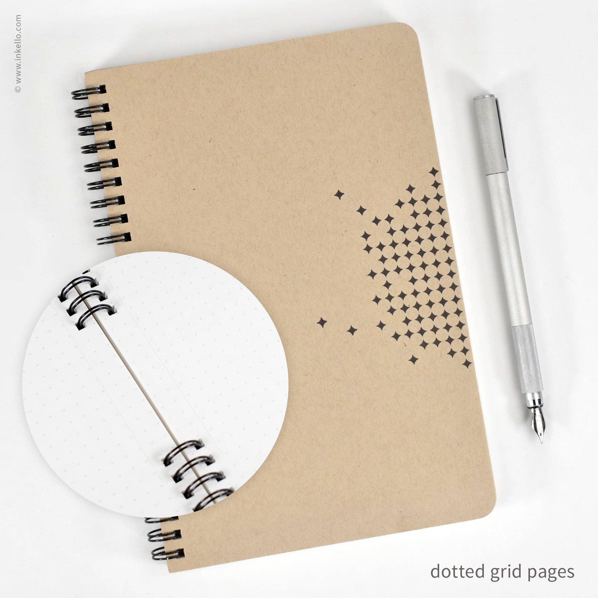 Inkello Letterpress - Wholesale Notebook - Star Spiral Notebook with Kraft Cover and Black Ink (#464)6