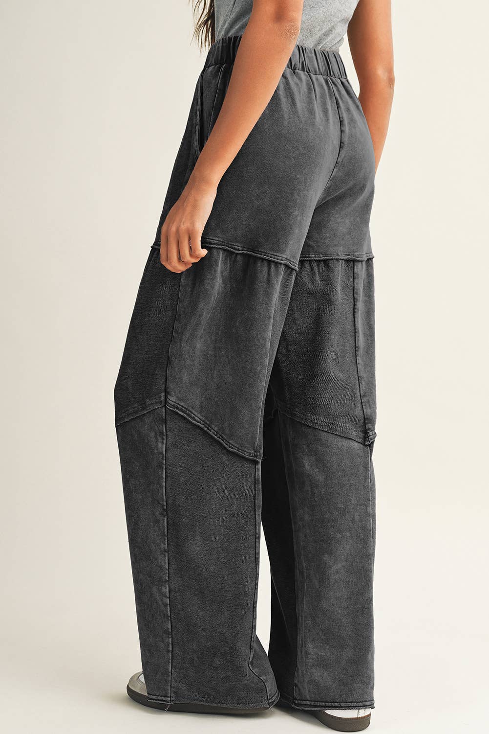 Little Daisy Closet - Wholesale Pants - Women's -  LDC Mineral Wash Tiered Wide Leg Patchwork Drawstring Pants2