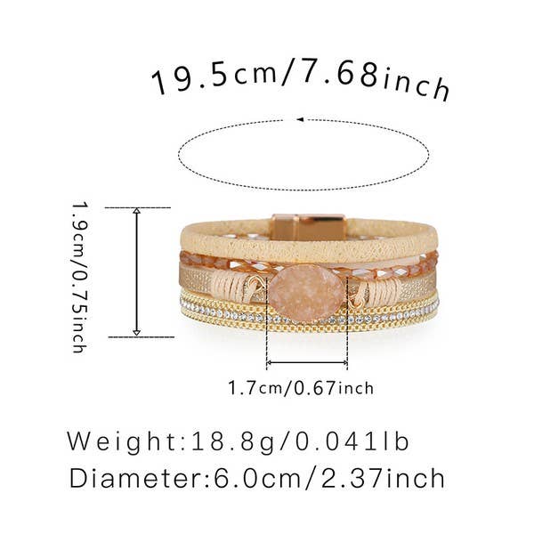 Ole – wholesale Bangle bracelet – Druzy Leather Magnetic Bracelets B3588