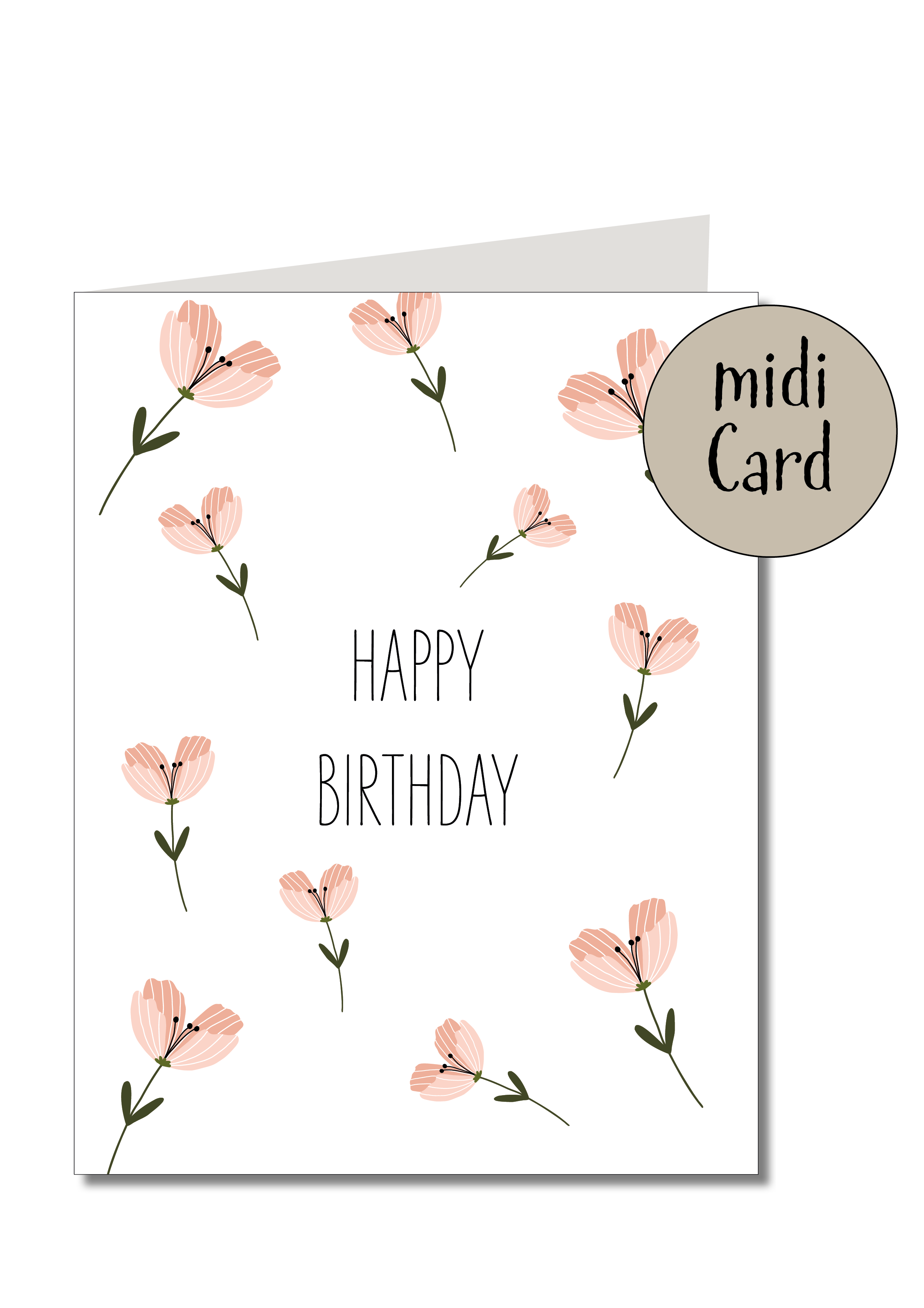 KEITCARDS - Wholesale Birthday Card - Midikarte Klapp Happy Birthday flowers0