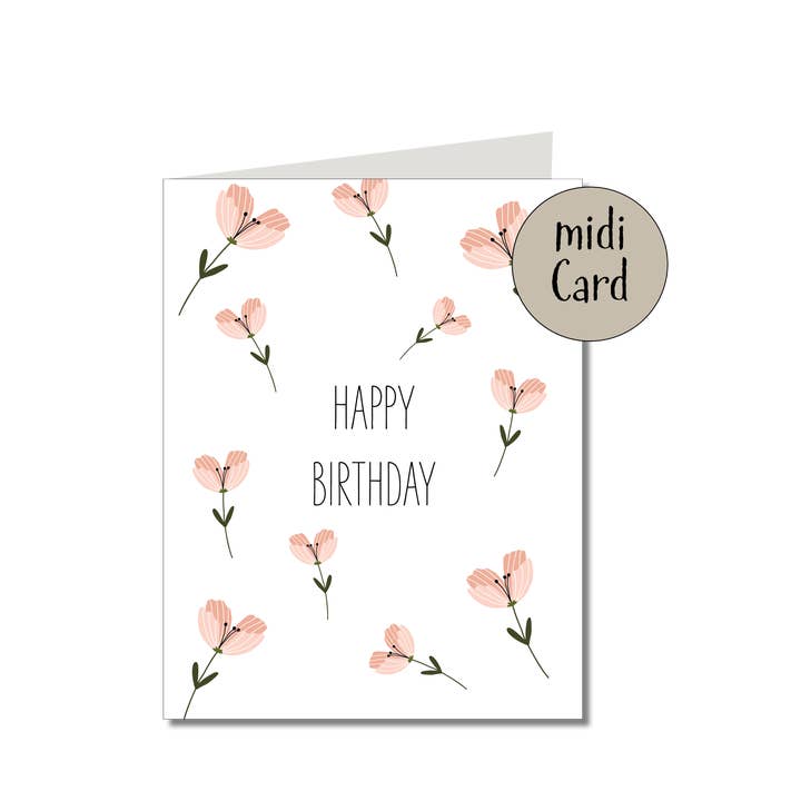 KEITCARDS - Wholesale Birthday Card - Midikarte Klapp Happy Birthday flowers