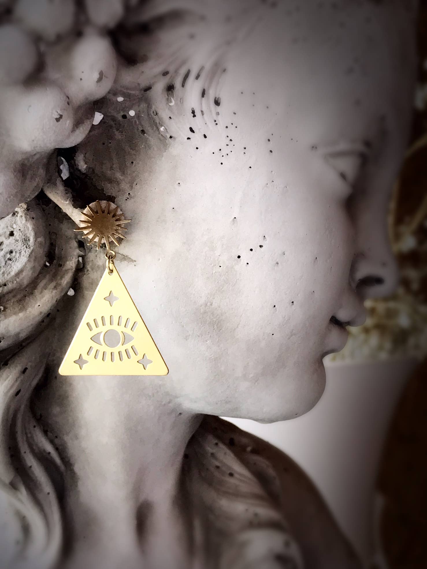 Pearl and Ivy Studio - Wholesale Dangle Earrings - Evil eye sun earrings brass earrings - Pharaoh2