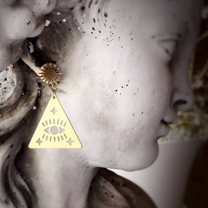 Pearl and Ivy Studio - Wholesale Dangle Earrings - Evil eye sun earrings brass earrings - Pharaoh2