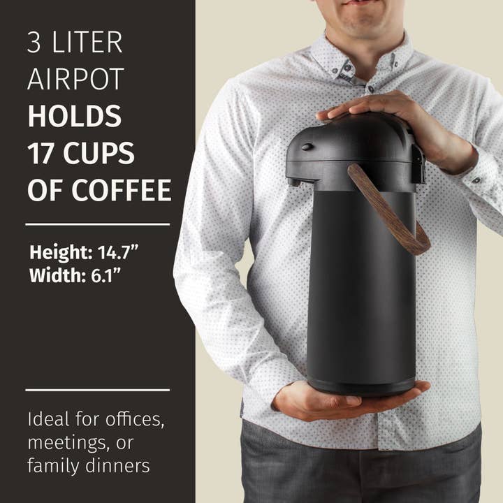 Cresimo - Vente Carafe - Cresimo 3L Airpot à Café Thermique avec Finition en Bois6