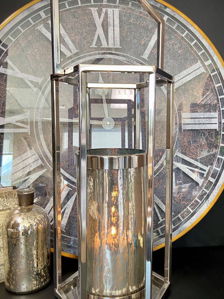 Stainless Steel Lantern 10"Wx18"H for wholesale by The Light Garden Collection