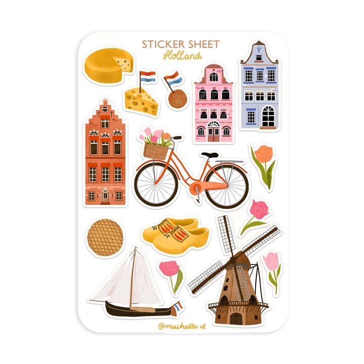 A6 sticker sheet - Holland, bike - Netherlands for wholesale by Muchable