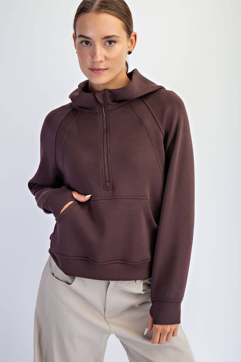 Rae Mode - Wholesale Hoodie - Women's - MODAL SCUBA QUARTER ZIP HODDIE JACKET30