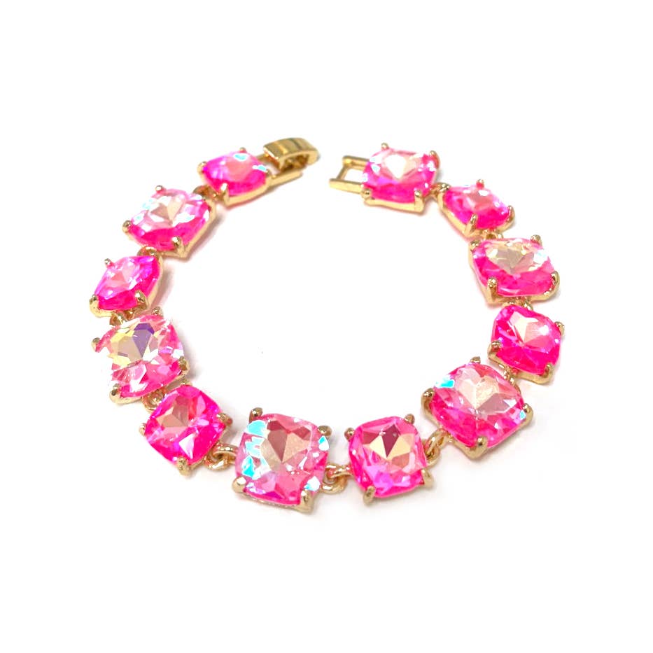 StarryNYC - Wholesale Link & Chain Bracelet - Cushion Cut Glass Crystal Linked Station Bracelet22