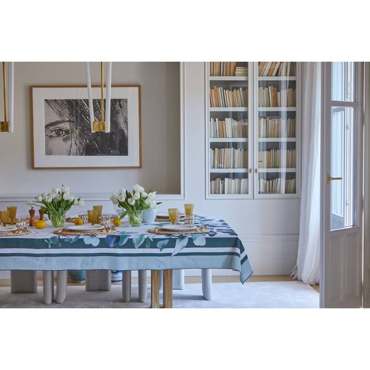 Nappe en eucalyptus, verte, petite : 180 x 250 cm, 71 x 98 pi pour la vente par The Lino