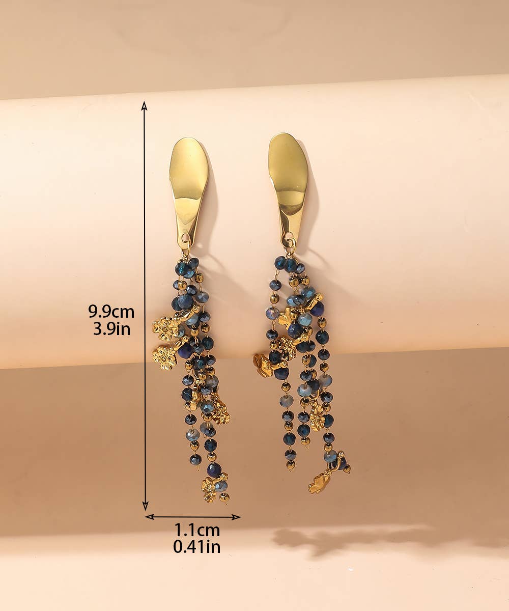 Blossom bijoux – Brincos de argola por atacado – Brincos de pino em aço inoxidável com contas de cristal Blossom bijoux6