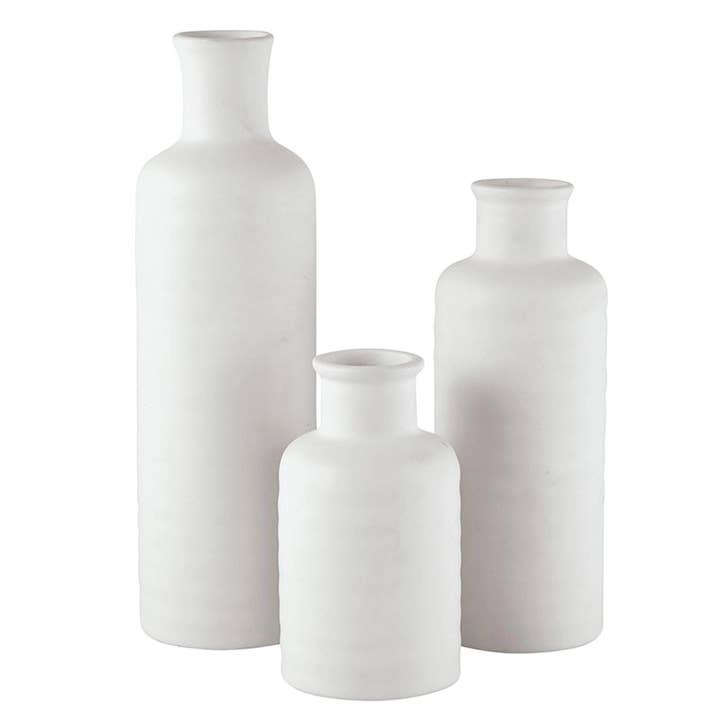 47th & Main (Creative Brands) - Wholesale Vase - White Ceramic Vases - Set of 3