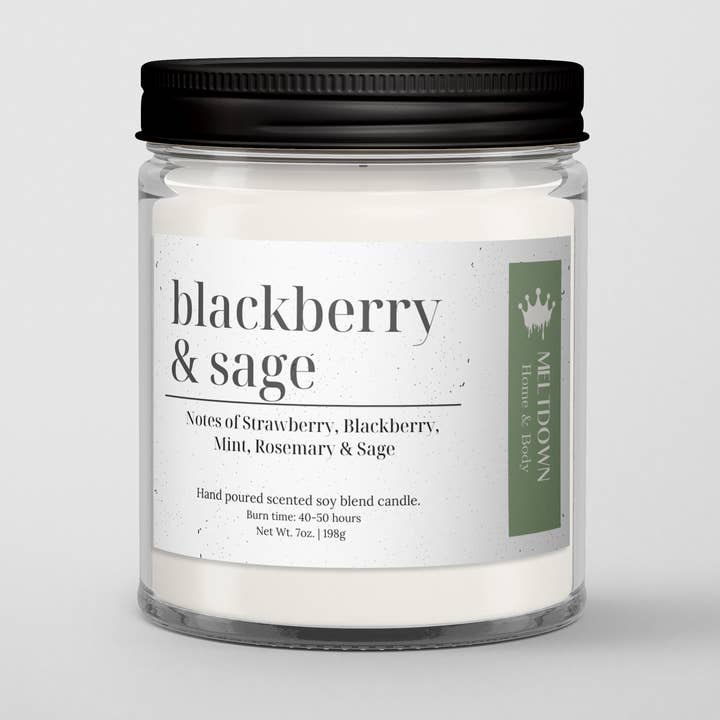 BLACKBERRY & SAGE 7oz. Candle for wholesale by MELTDOWN Home & Body