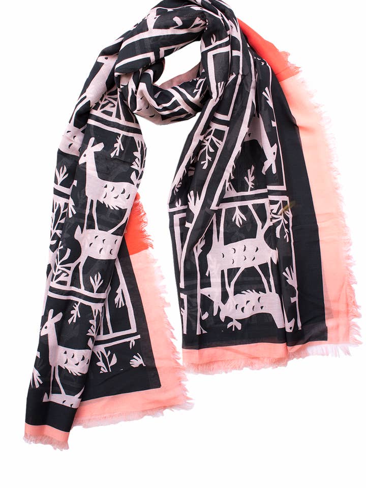 Estola «Deers I /Papercut» de seda/algodón 200x140cm para venta al por mayor de EditionMichel