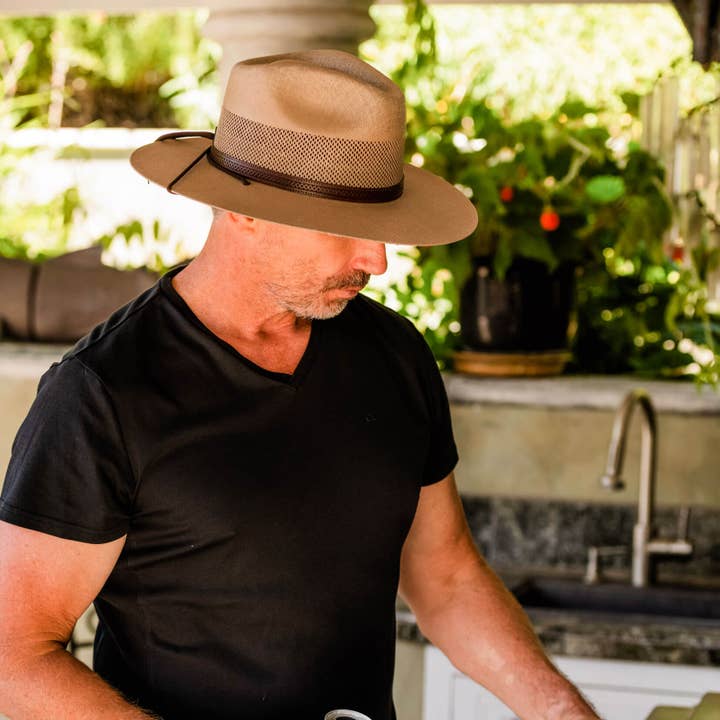 American Hat Makers - Wholesale Straw Hat - Unisex - Outback Vented Straw Sun Hat - Style Florence