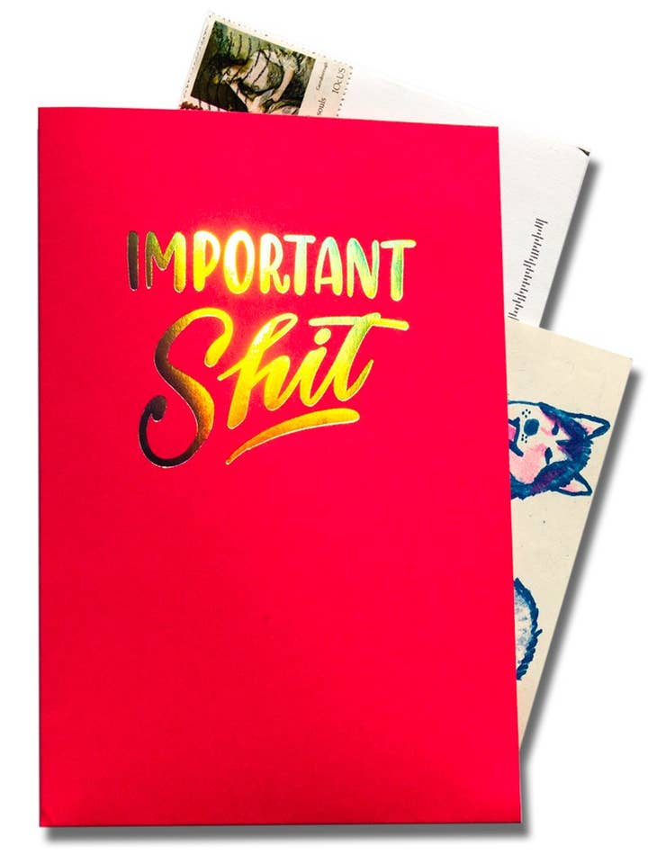 Important Shit Mini Folder for wholesale by Ladyfingers Letterpress