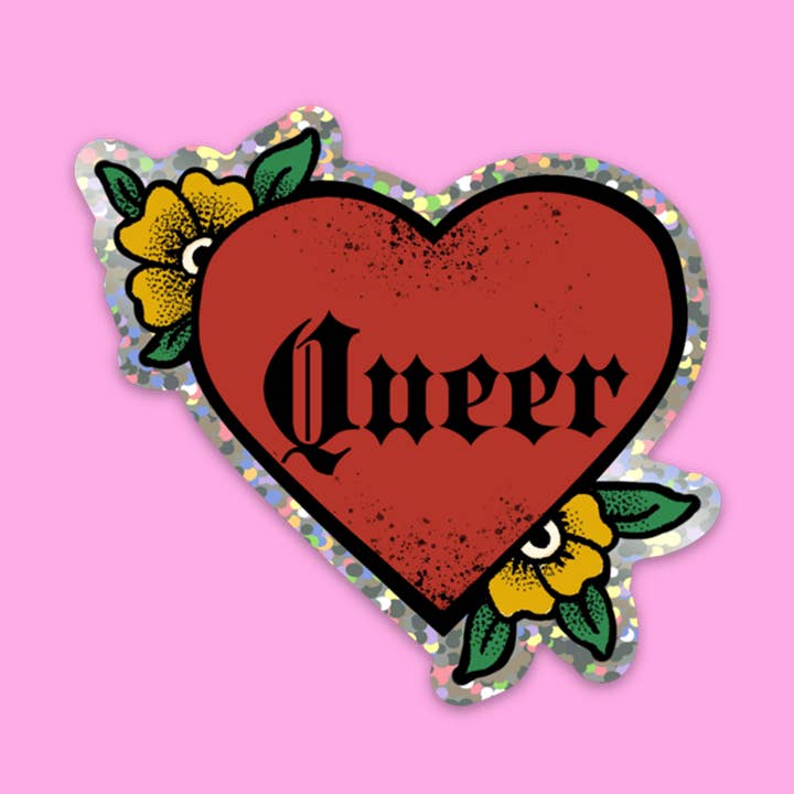 Autocollant Queer GLITTER | LGBTQ | cœur pailleté | fierté pour la vente par The Queer Store
