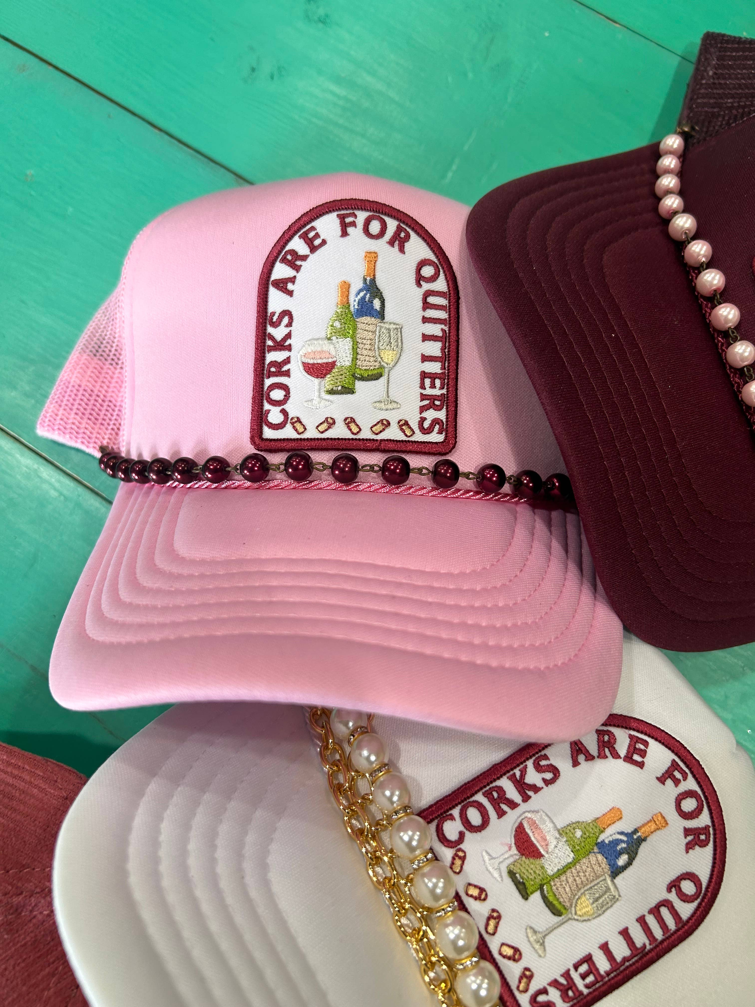 Vibes Hat Company - Vendita all'ingrosso Cappellino da camionista - Donna - Tappi sono per chi molla Trucker | Cappelli da vino | Cappello da bere0