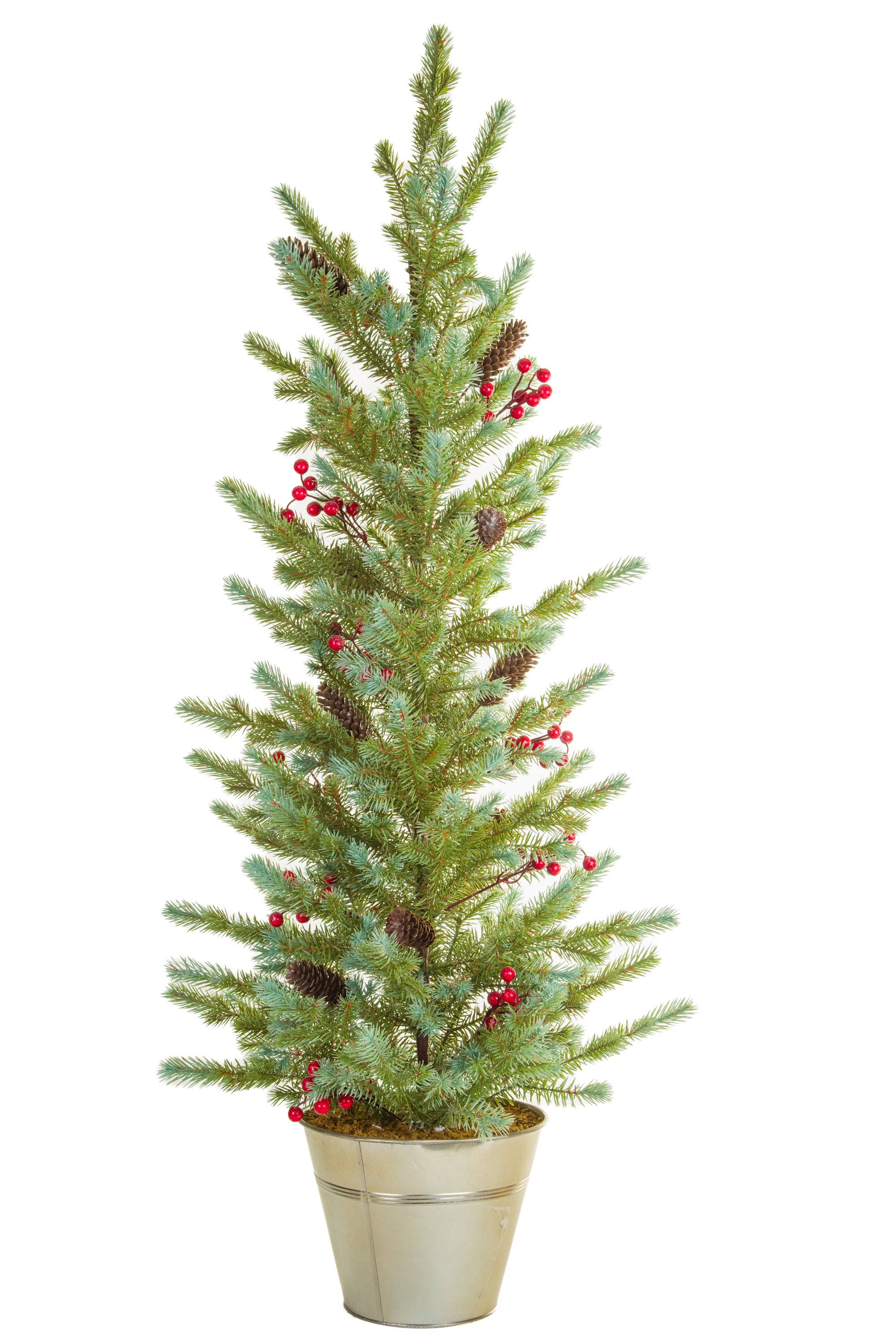 Starlight Collection – Engroshandel Kunstigt juletræ – Grønne juletræer i en sølvplantekasse2