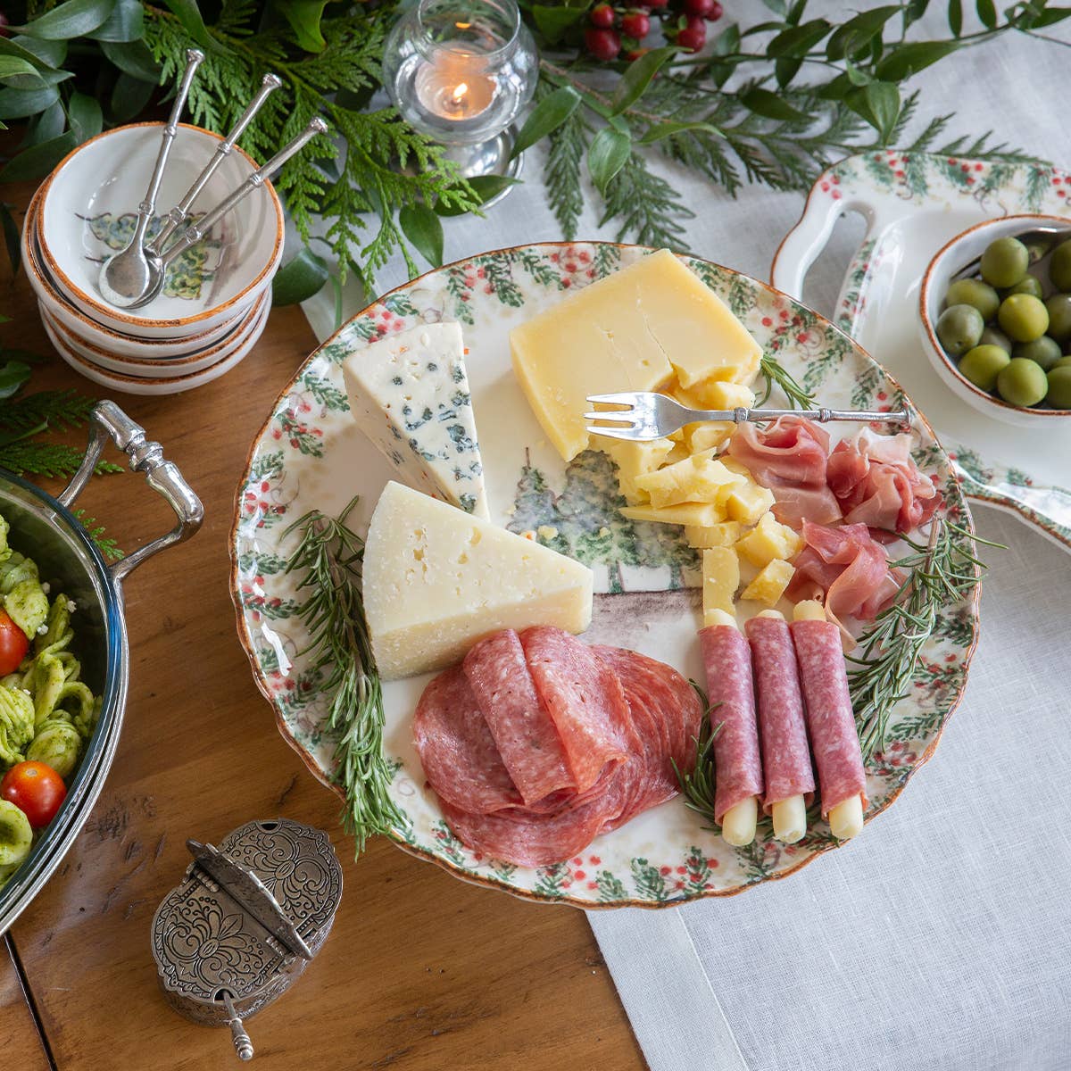 Arte Italica & Crown Linen Designs - Vente Présentoirs à gâteaux - Présentoir à gâteaux Natale - Noël3