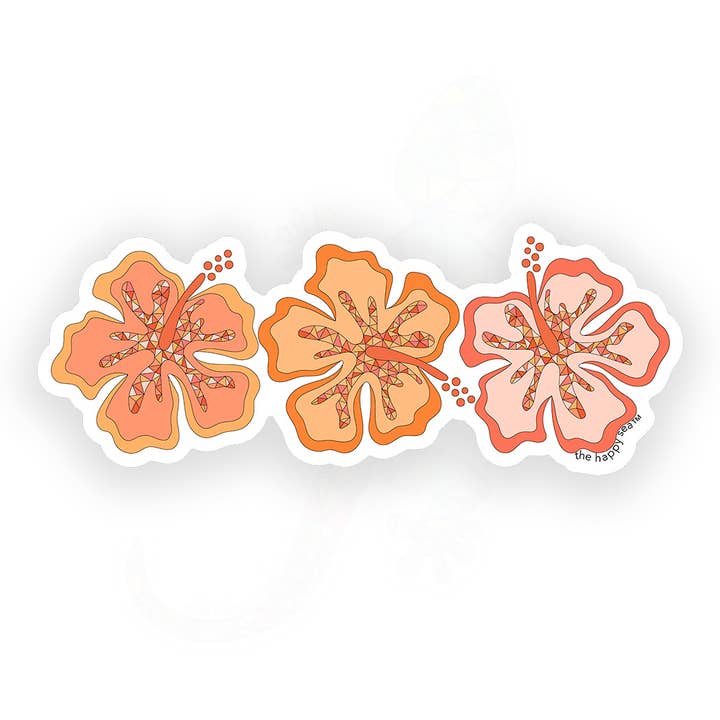 4.5" Hibiscus Trio Vinyl Sticker for wholesale by The Happy Sea