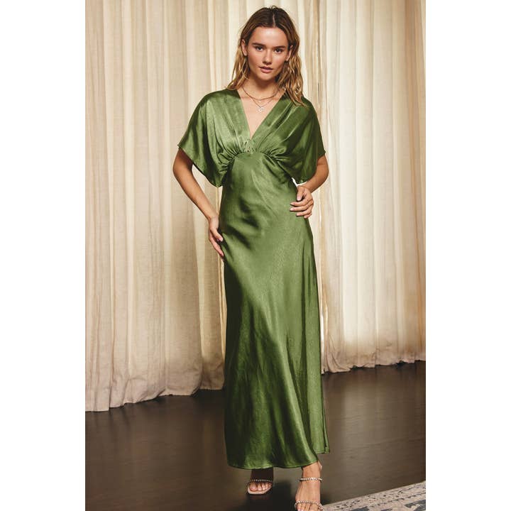 Dress Forum - Wholesale Dress - Women's - Satin Blouson Maxi Dress