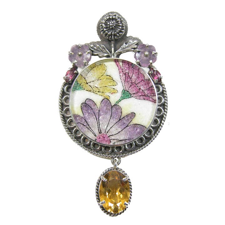 Mozaïek amethist sterling pin hanger voor wholesale door Amy Kahn Russell