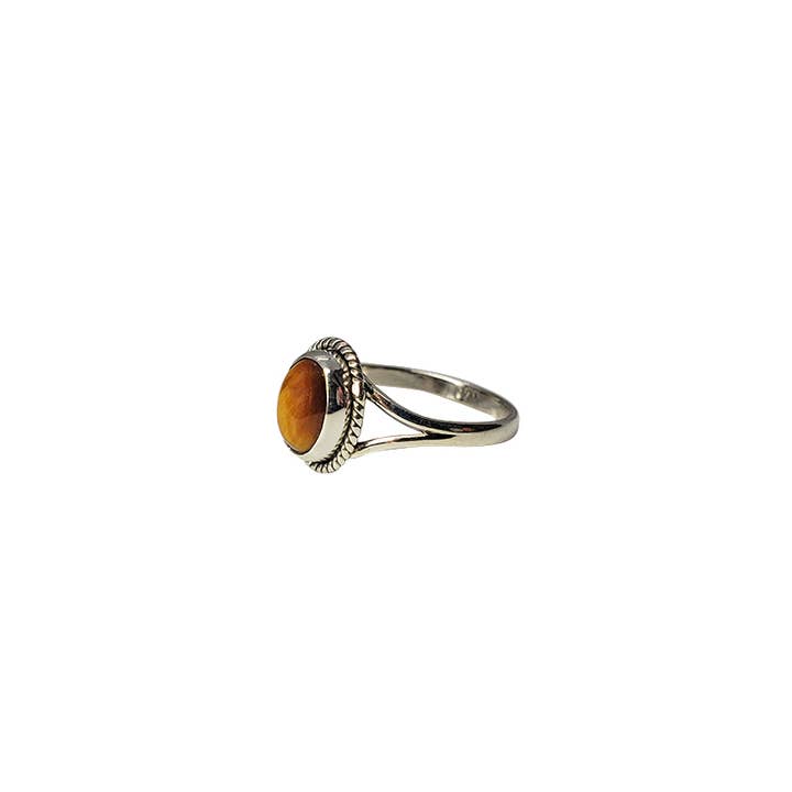 Amberman - Wholesale Single Stone/Solitaire Ring - Tiger Eye Stone Sterling Silver Ring