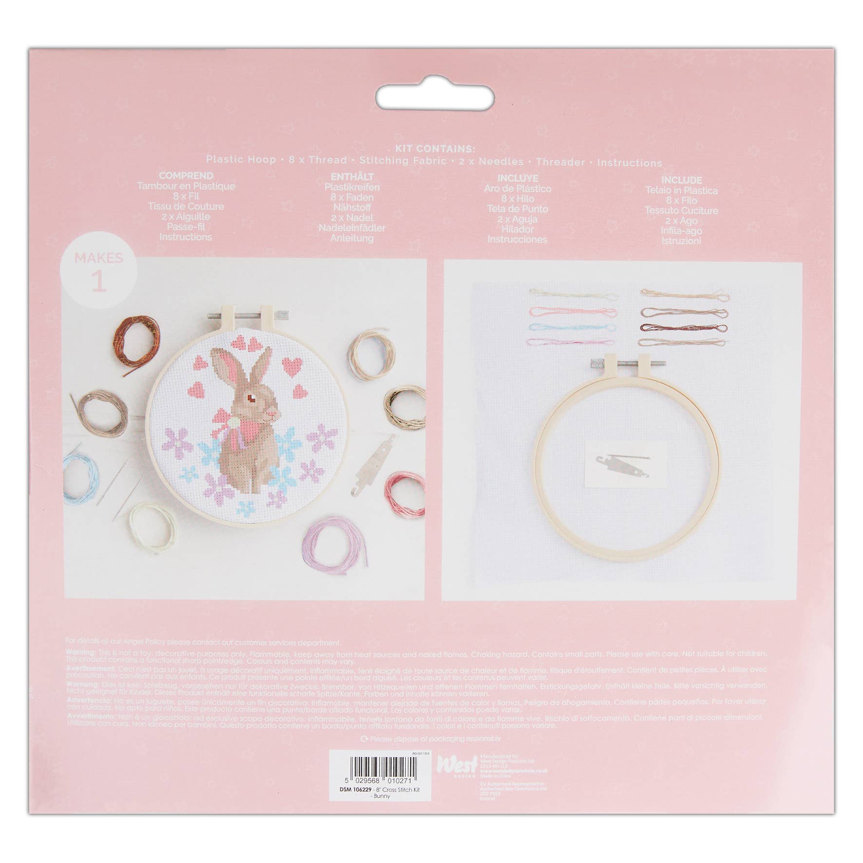 West Design Products - Vendita all'ingrosso Attrezzatura per ricamo/punto croce - Kit per ricamo a punto croce con design coniglio1