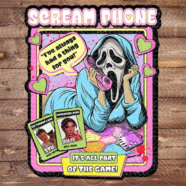 3" Vinyl Scream Phone Horror Movie 90's Game Sticker for wholesale by The Geek Boutique