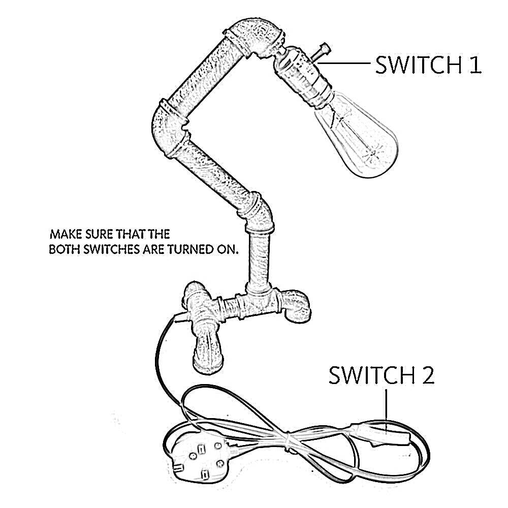 Ledsone - Wholesale Accent/Desk Lamp - Rustic Red Retro Industrial Table Lamp Lamps E27 Water pipe3
