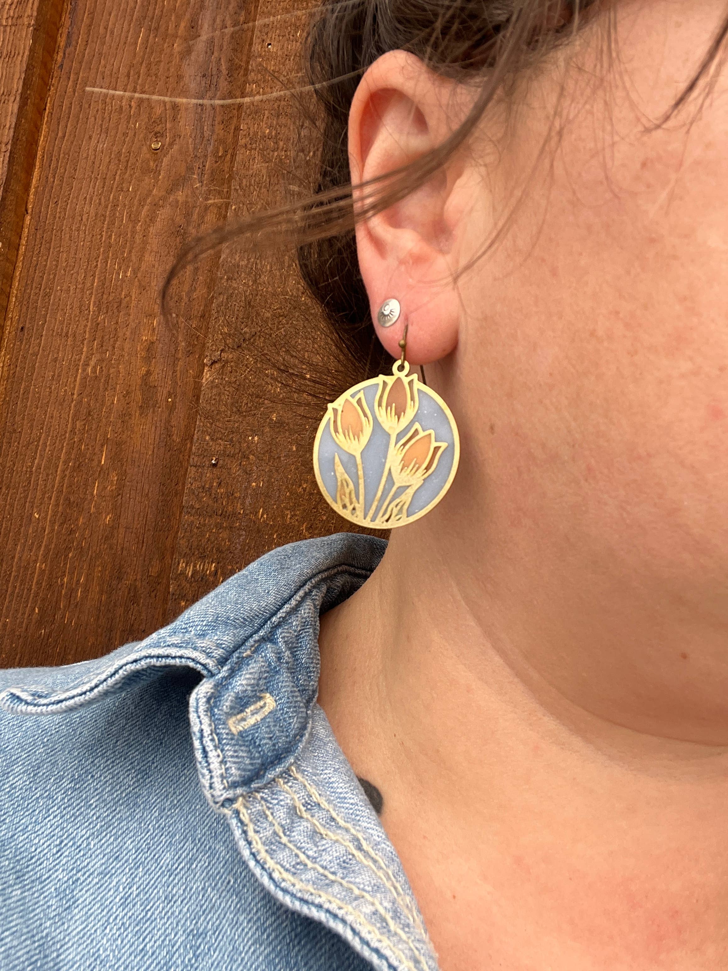 Wild Lupine Folkcraft - Wholesale Dangle Earrings - Tulips // Stained Glass Resin Earrings1