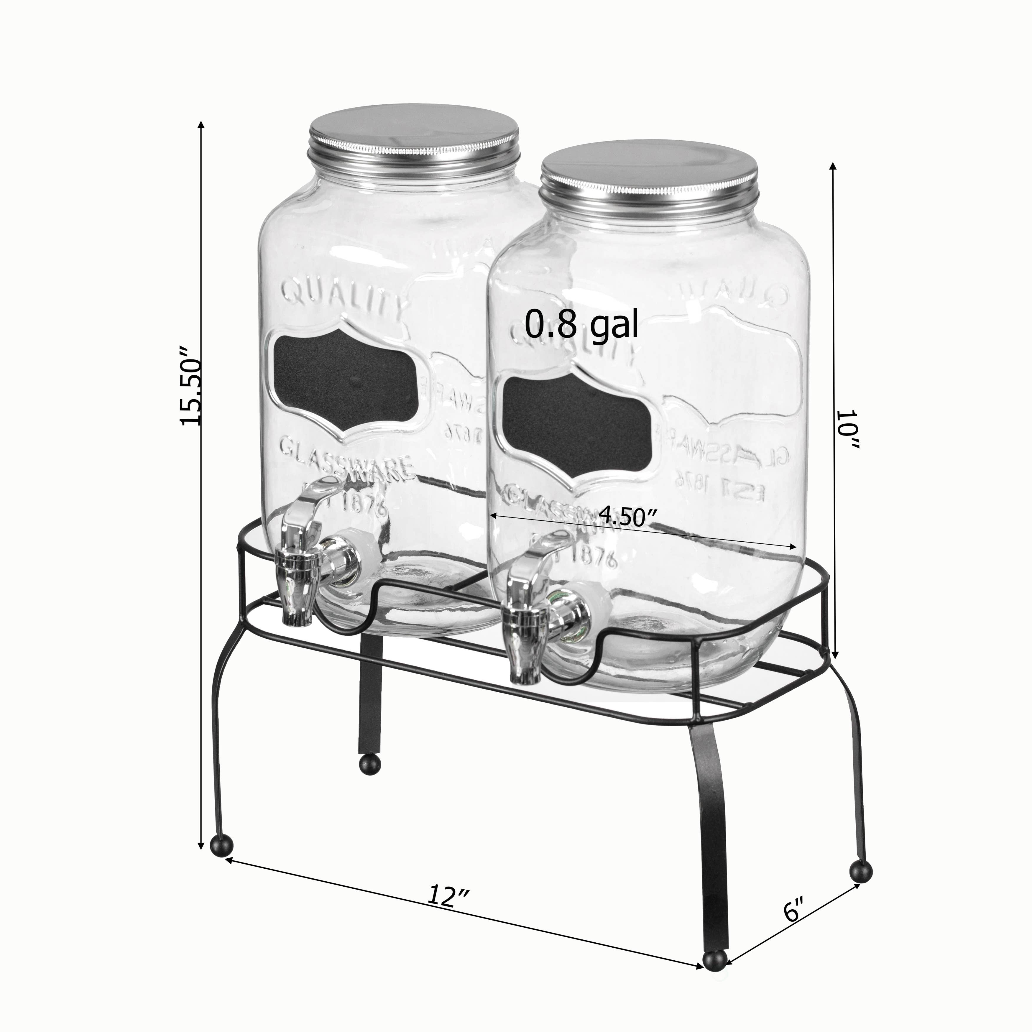Quickway Imports - Wholesale Drink Dispenser - Basicwise  Glass Drink Dispenser Set with Metal Stand, Stain5