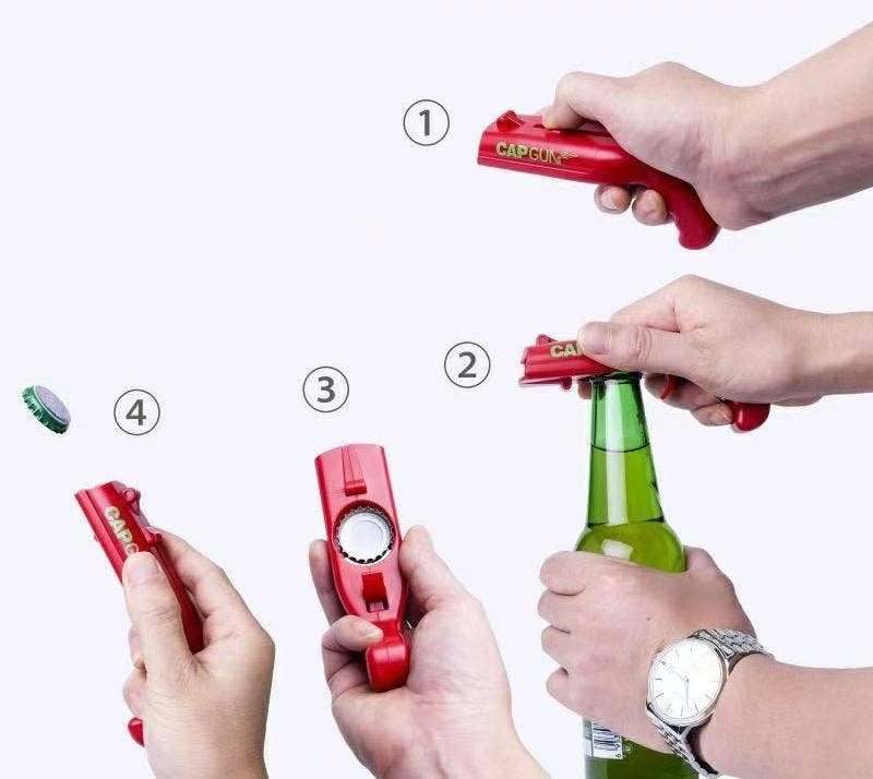 Infinite Basics - Wholesale Bottle/Wine Opener - 2-Pack BARSUPPLY Push Down Automatic Magnetic Beer Bottle Opener + BONUS Cap Gun7