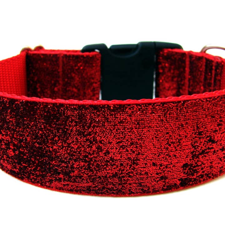 Glitter Dog Collar 1" or 1.5" Red Dog Collar for wholesale by Wagologie
