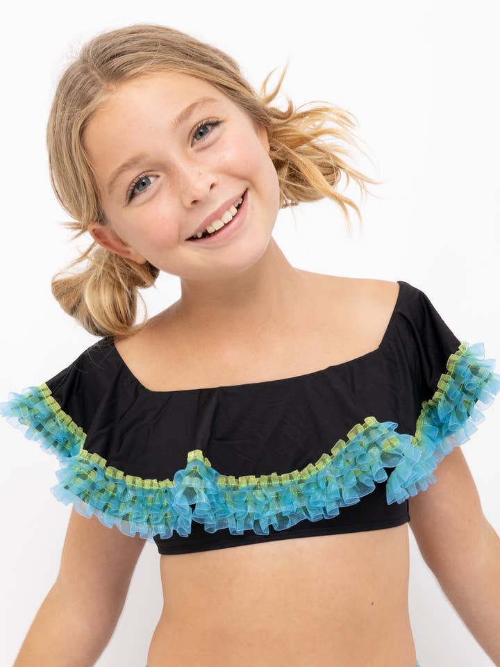 Black Bikini with Neon Fringe for wholesale by Stella Cove