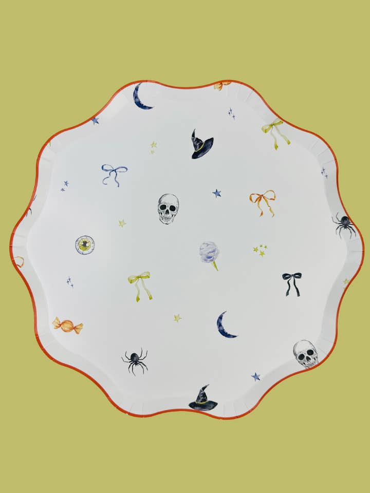 XL Bows & Boos Halloween Patterned Plate for wholesale by Josi James