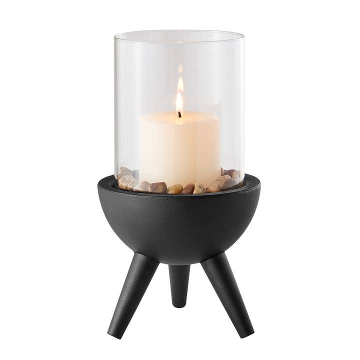 Danya B – wholesale Candle holder – Molta Modern Black Metal Pedestal and Glass Candle Holder26