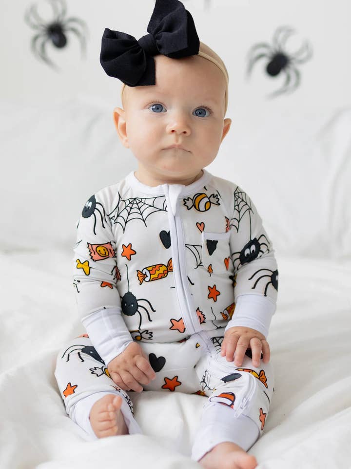 Spider Treats Zip Romper for wholesale by PB & Grape