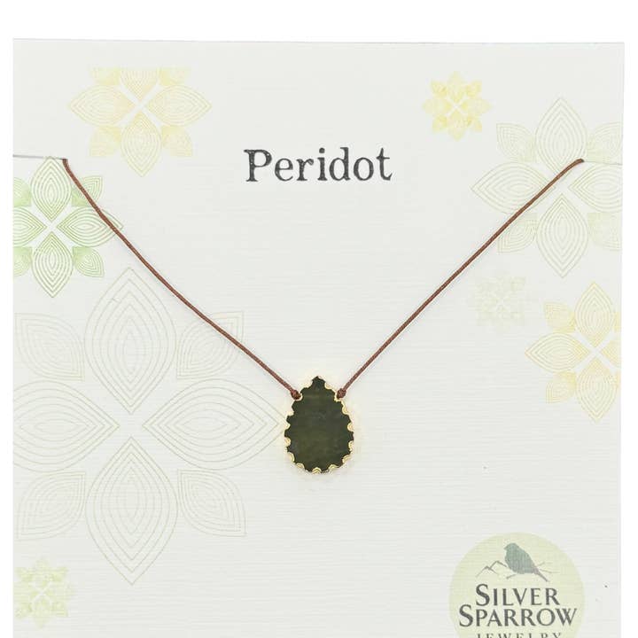 Peridot Gold Drop Necklace for wholesale by Silver Sparrow Jewelry