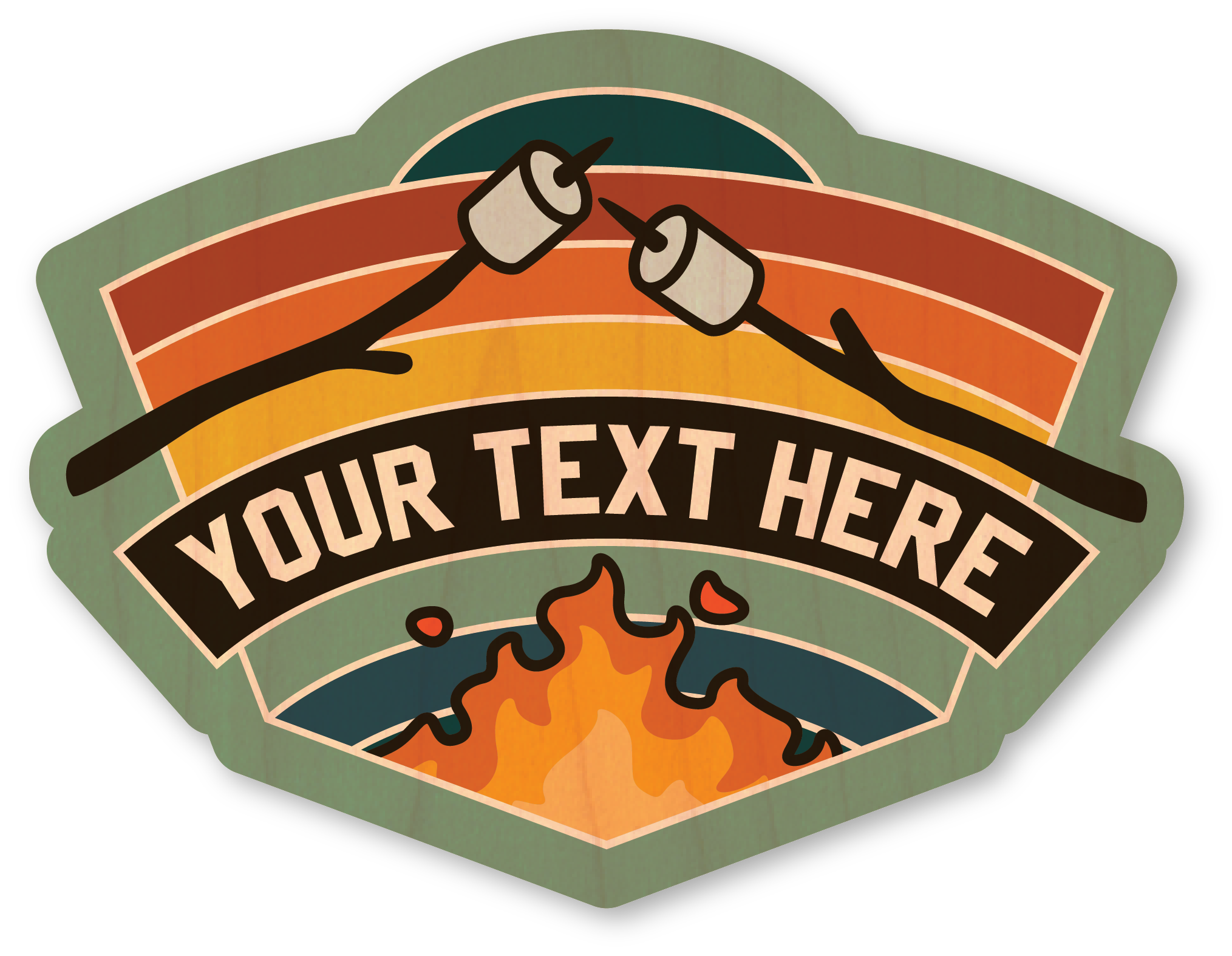 Morris Magnets - Wholesale Sticker - Mini Wood Sticker - Retro Smores Badge0