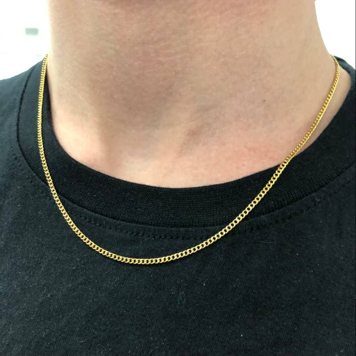 Teva Jewelry - Wholesale Link & Chain Necklace - Real Solid 1/20 14K Gold Cuban Link Chain Necklace Men Women