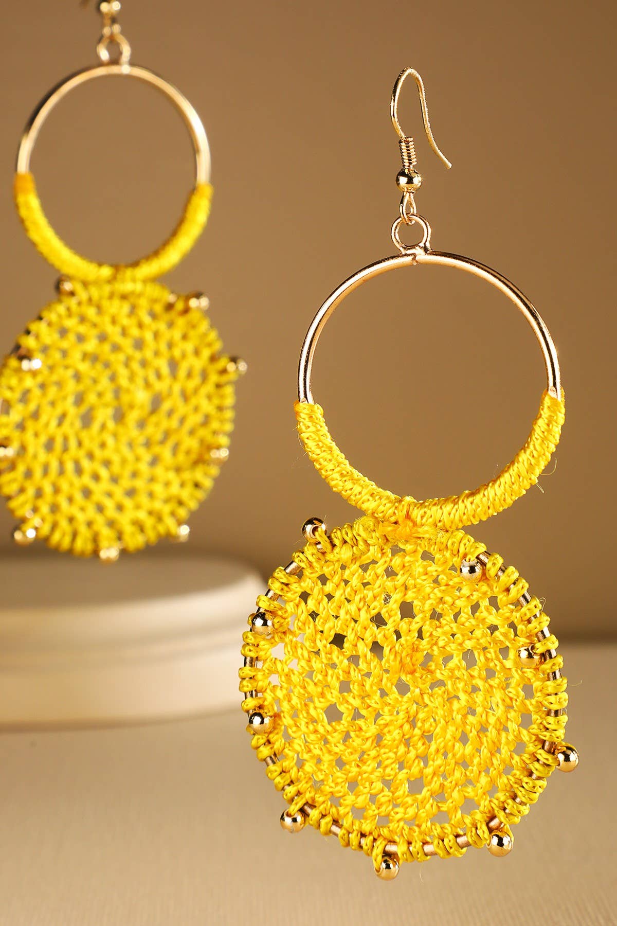 Urbanista - Wholesale Dangle Earrings - Rattan Knitted Round Tiers  Drop Earring 9