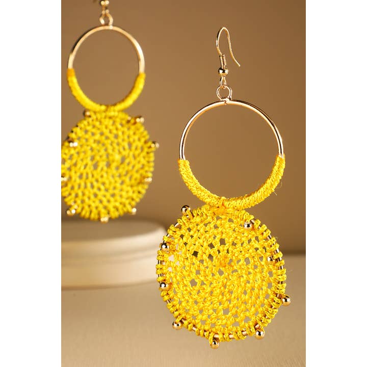 Urbanista - Wholesale Dangle Earrings - Rattan Knitted Round Tiers Drop Earring 9