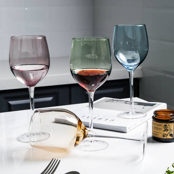 Everest Global - Wholesale Wine Glass - Colorful Stemmed Wine Glass set of 4