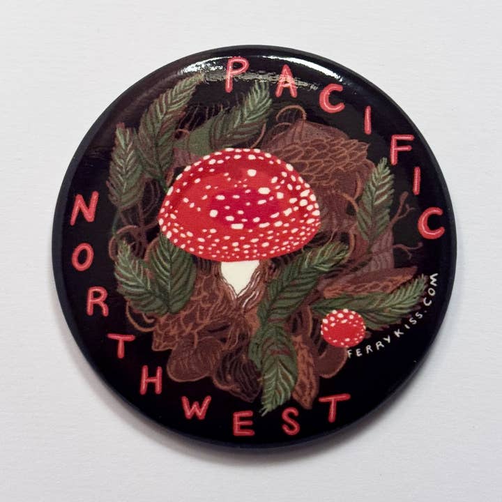 Cogumelo da Floresta PNW - Íman de Arte 2,25" por atacado de Ferry Kiss Studio
