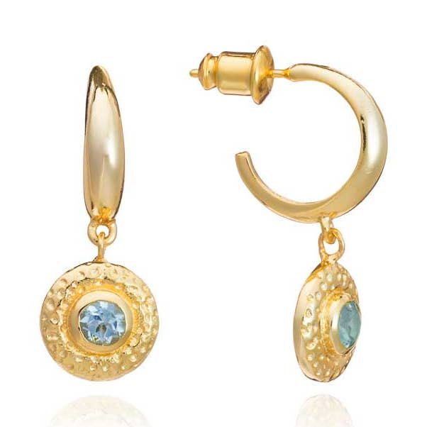 Aros de Piedra Lunar con Topacio Azul para venta al por mayor de AZUNI London