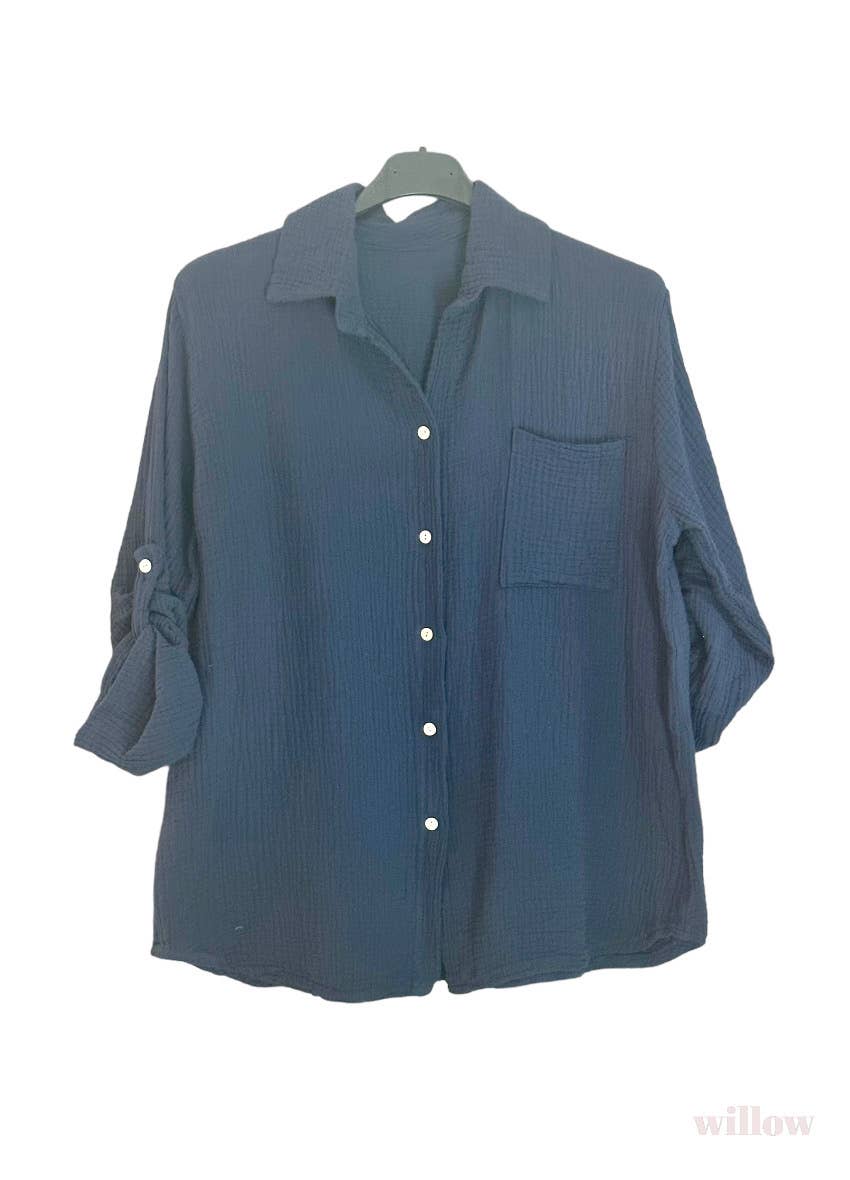 Moonsun - Venta al por mayor Camisa con botones - Mujer - Camisa de algodón batista con botones #52702